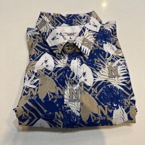 Authentically American Men's Navy Shirt Button Down Short Sleeve Blue Size Large